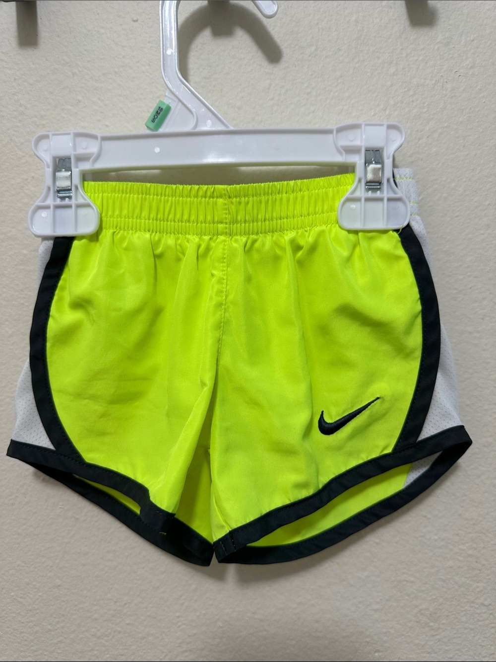 Nike Kids' Neon Yellow and Black Dri-FIT Athletic Shorts